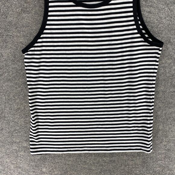 H&M Tank Women XL White Striped Sleeveless Round Neck Cotton Wide Strap Casual - Picture 4 of 9
